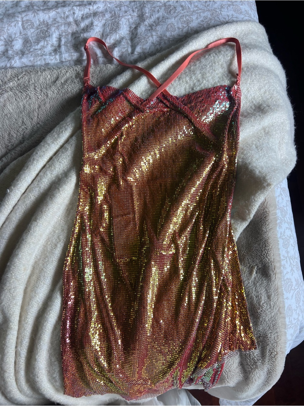 White Fox Boutique Gold Sequin Backless Mini Dress